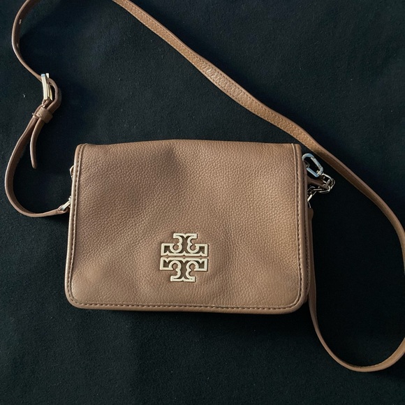 Tory Burch Britten Crossbody brown Bag with gold hardware so nice - Picture 1 of 11